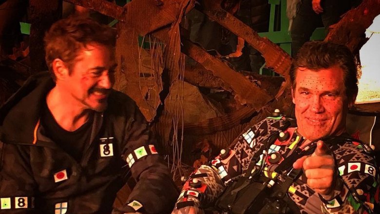 Robert Downey Jr. and Josh Brolin on set of Avengers: Infinity War