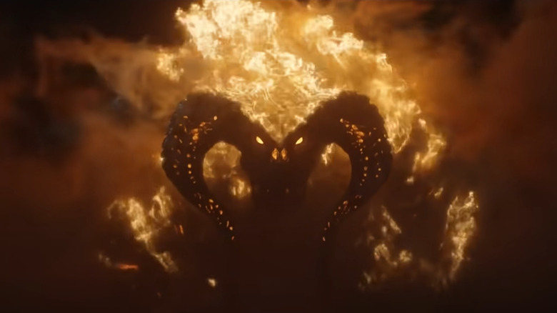 Fiery Balrog looming in darkness