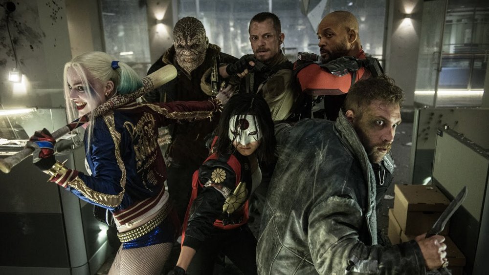 Margot Robbie, Adewale Akinnuoye-Agbaje, Jai Courtney, Will Smith, Joel Kinnaman, and Karen Fukuhara in Suicide Squad