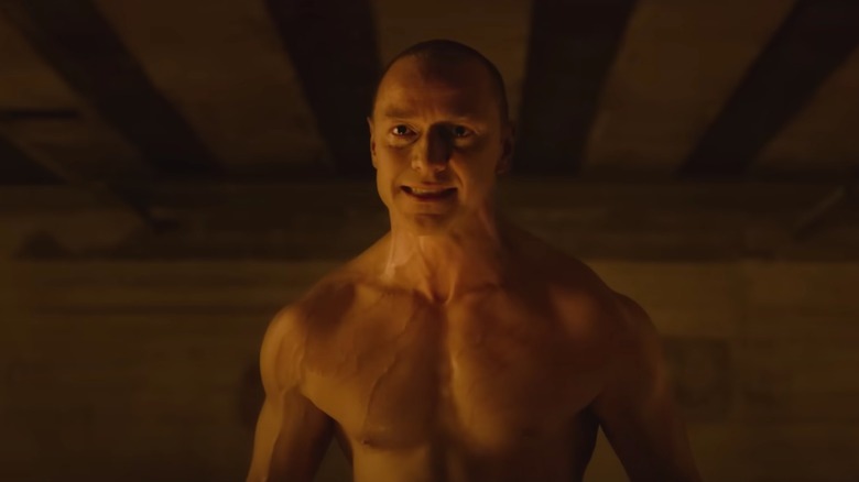 James McAvoy flexing muscles shirtless