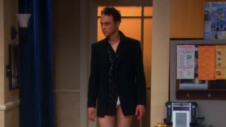 Sheldon without pants in "The Big Bang Theory"