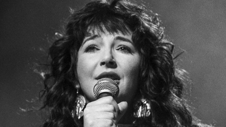 Musician Kate Bush singing