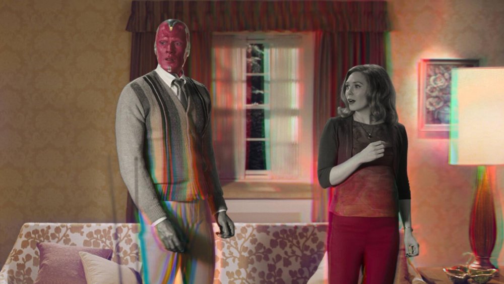 Elizabeth Olsen and Paul Bettany as Wanda and Vision in WandaVision