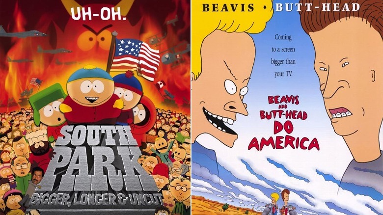 posters for the South Park and Beavis and Butt-Head movies