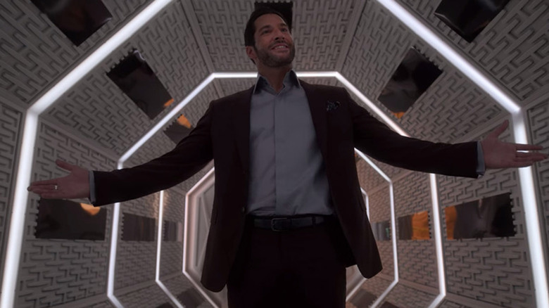 Lucifer in sci-fi hallway