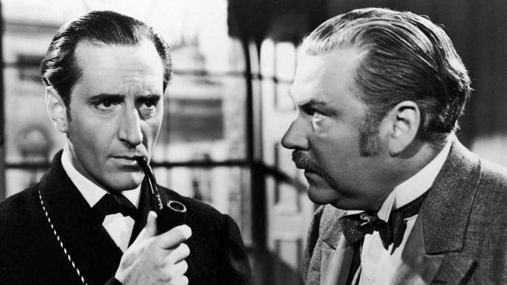 Basil Rathbone as Sherlock Holmes and Nigel Bruce as Dr. John Watson