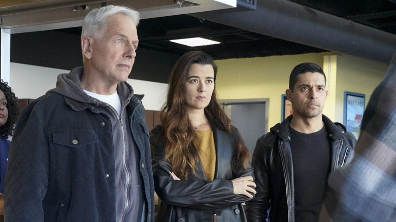 Gibbs, Ziva, and Torres wearing dark jackets