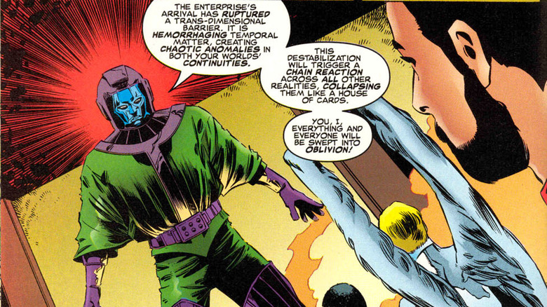 Kang confronts the X-Men and Star Trek crews