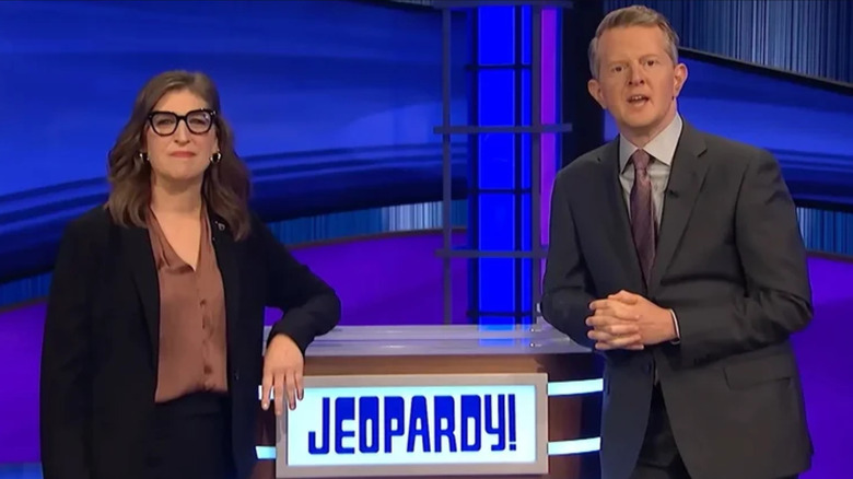 Mayim Bialik and Ken Jennings co-hosting Jeopardy!