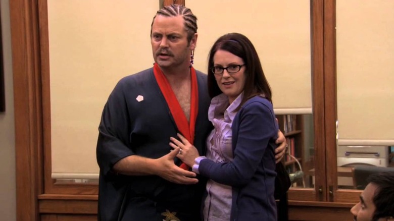 Ron Swanson holding Tammy II