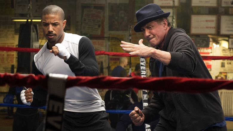Michael B Jordan and Sylvester Stallone in "Creed"