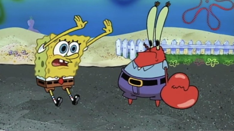 SpongeBob and Mr. Krabs arguing