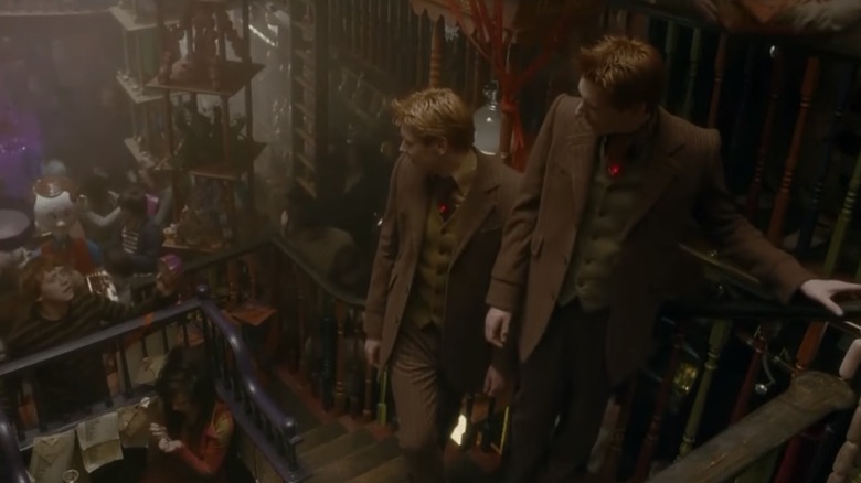 Ron, Fred, and George Weasley at Weasleys' Wizard Wheezes