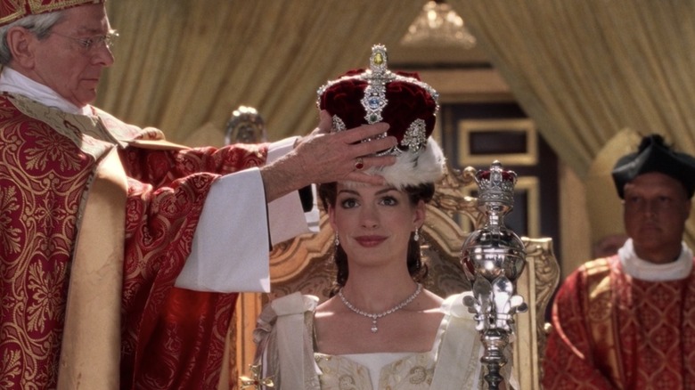 Anne Hathaway as Princess Mia becoming queen of Genovia in The Princess Diaries 2