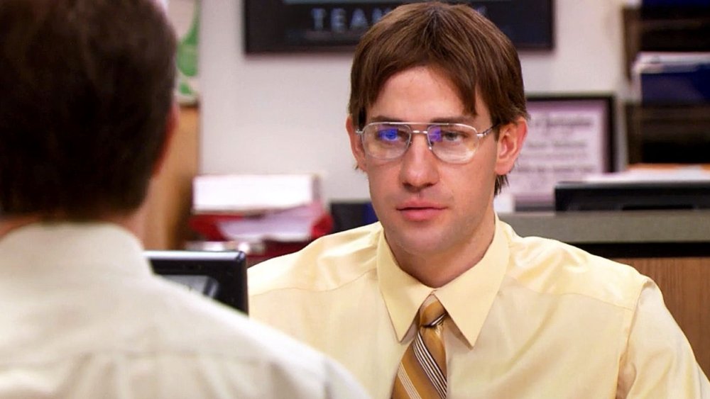 John Krasinski as Jim Halpert dressed as Dwight for a prank in The Office