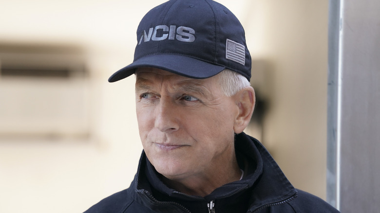 Gibbs wearing NCIS hat