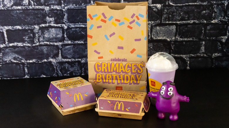 Grimace's Birthday Meal on a table