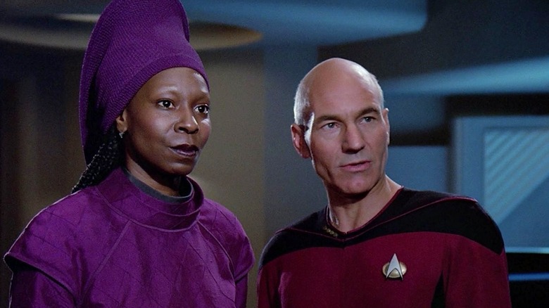 Picard stands with Guinan