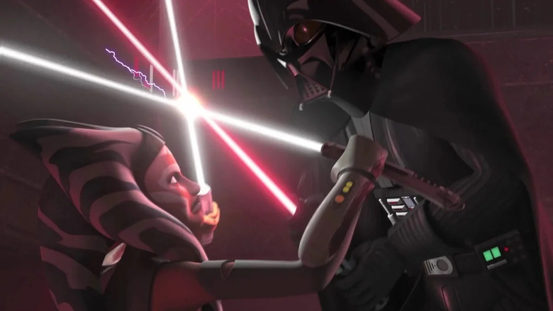 Ahsoka Tano fighting Darth Vader