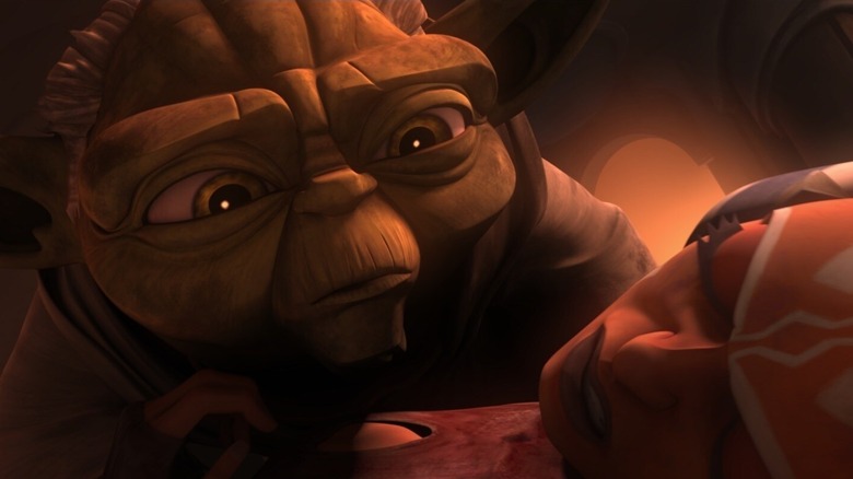 Yoda looking over Ahsoka