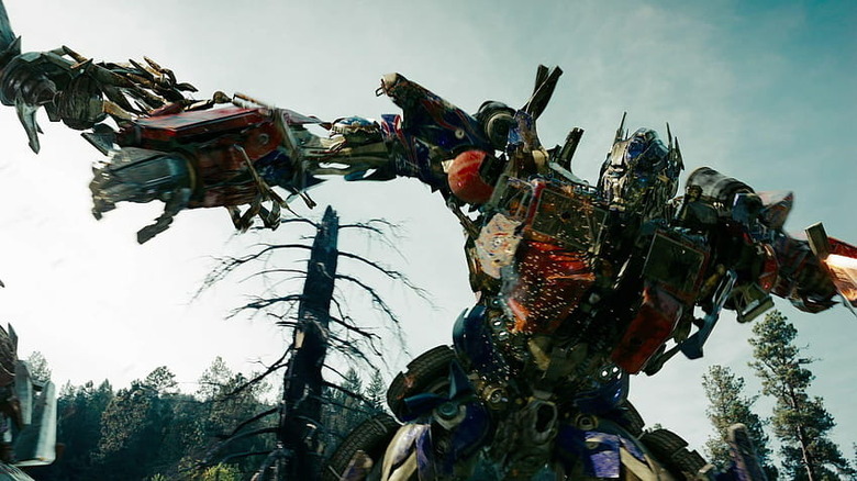 Optimus Prime fighting Megatron