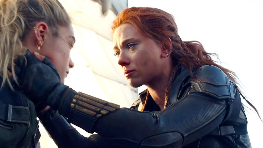 Florence Pugh as Yelena Belova and Scarlett Johansson as Natasha Romanoff in Marvel's Black Widow