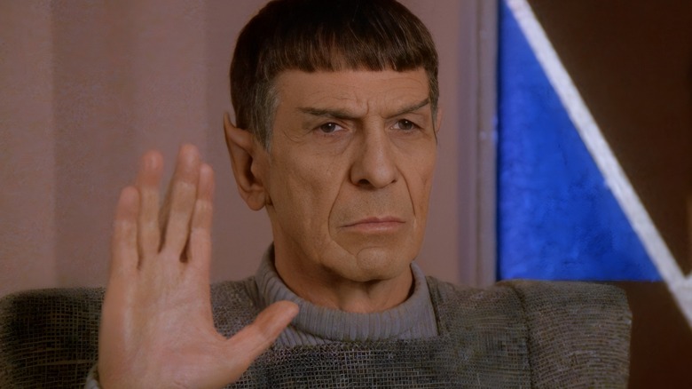 Spock making Vulcan sign