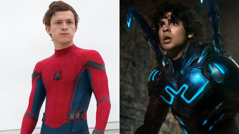 Peter Parker looking forward; Jaime Reyes looking worried