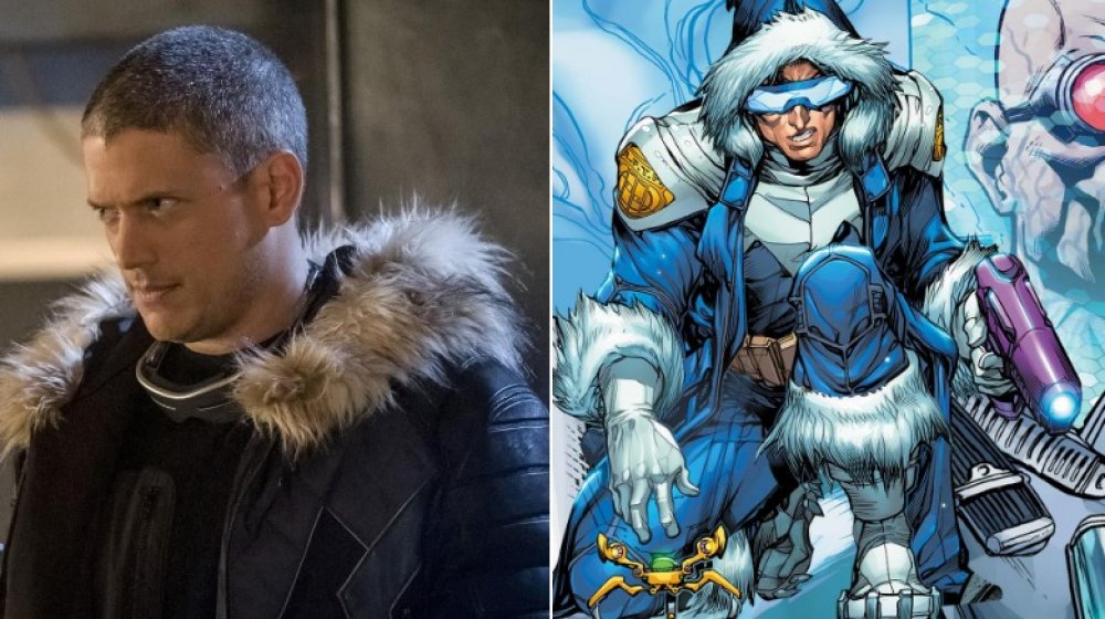 Split image of Leonard Snart in the show and in the comics