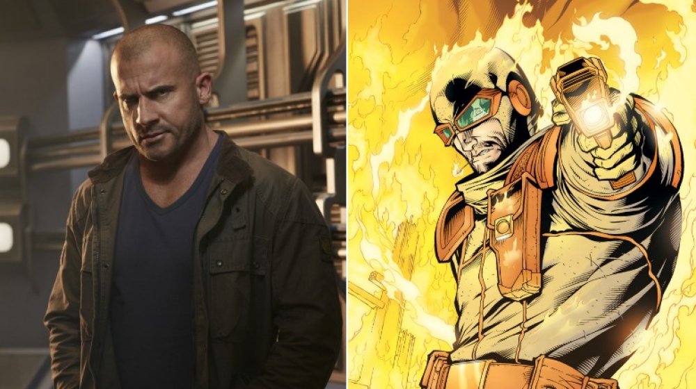 Split image of Mick Rory in the show and in the comics