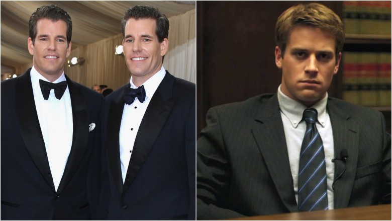 Armie Hammer as the Winklevoss twins