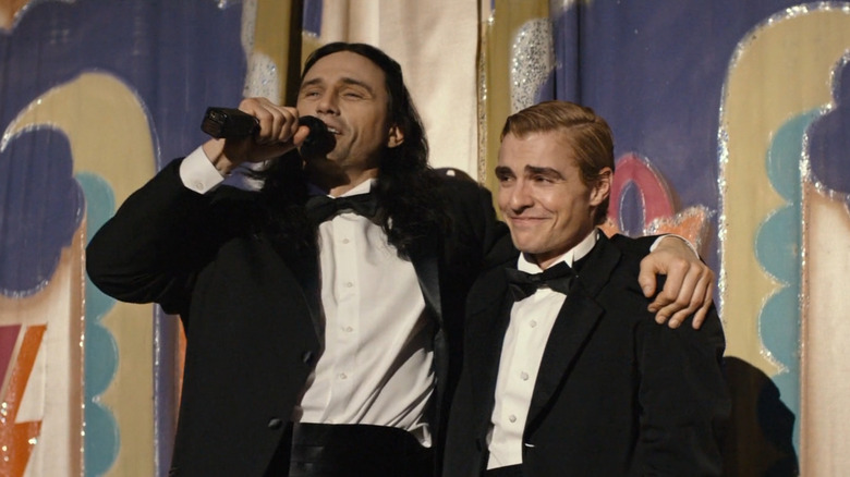 James and Dave Franco in tuxedos