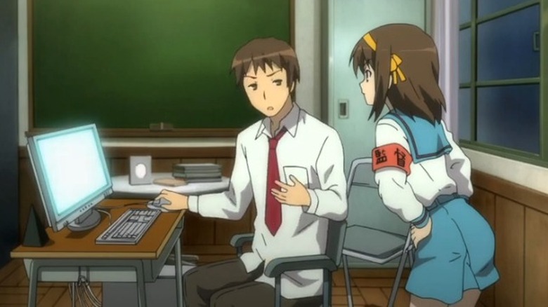 Kyon using a computer