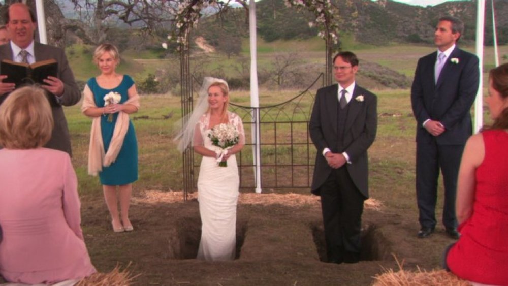 The wedding of Angela and Dwight on the series finale of The Office