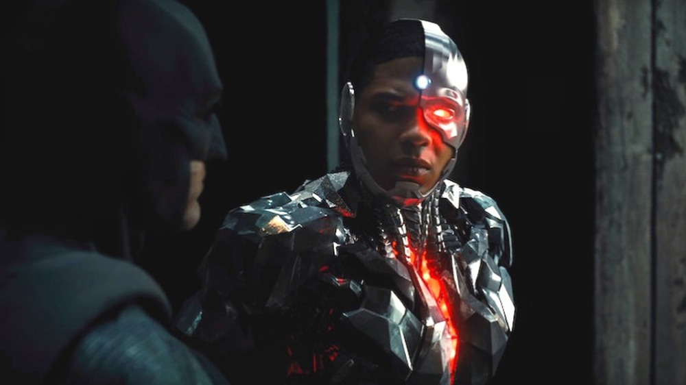 Ben Affleck as Batman and Ray Fisher as Cyborg in Justice League