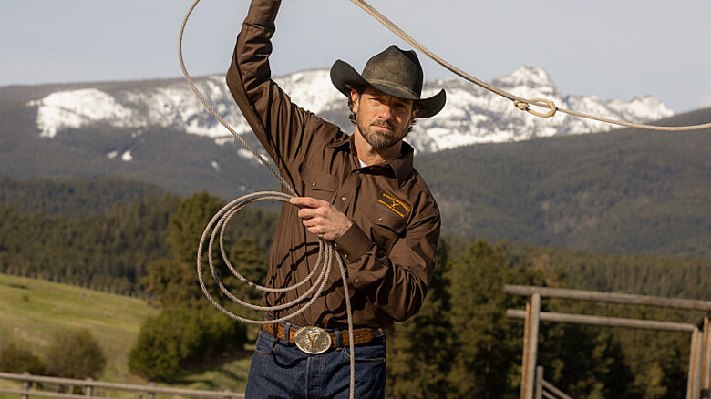 Ryan roping cattle