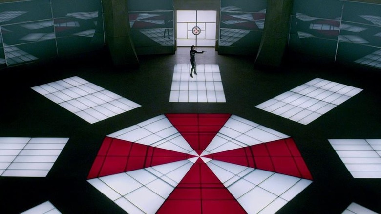 Umbrella Corp Logo built into floor