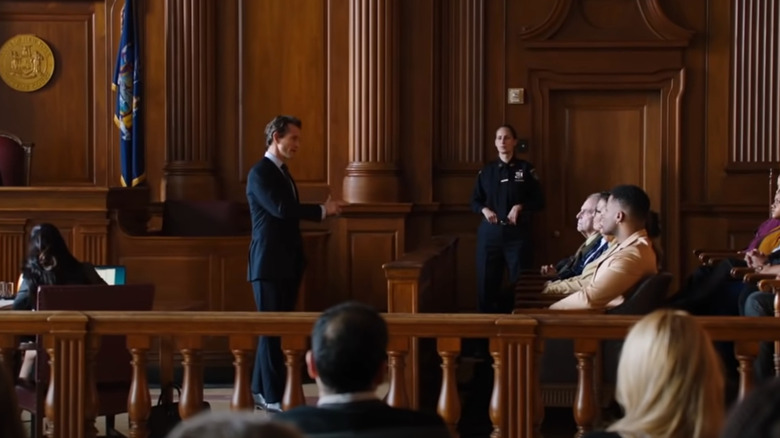 A lawyer talking to the jury in Law & Order