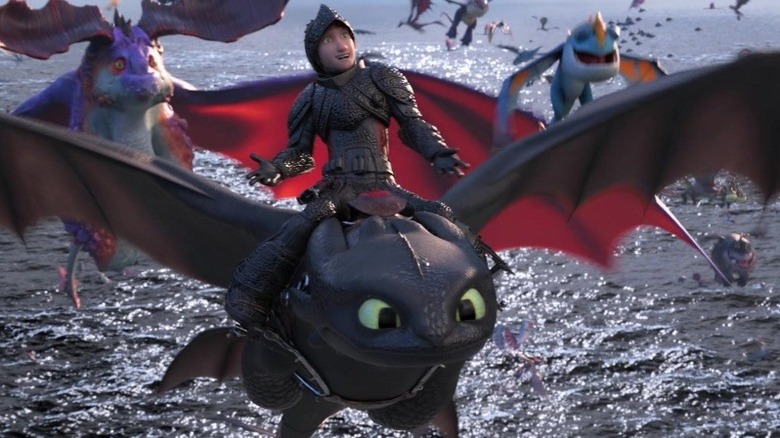 Hiccup riding Toothless