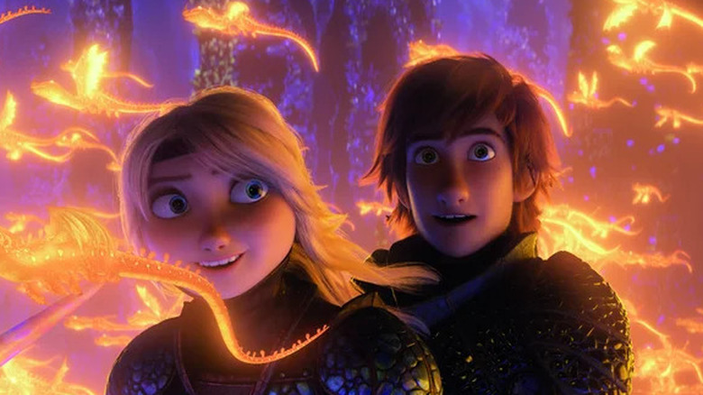 Astrid Hiccup glowing dragons