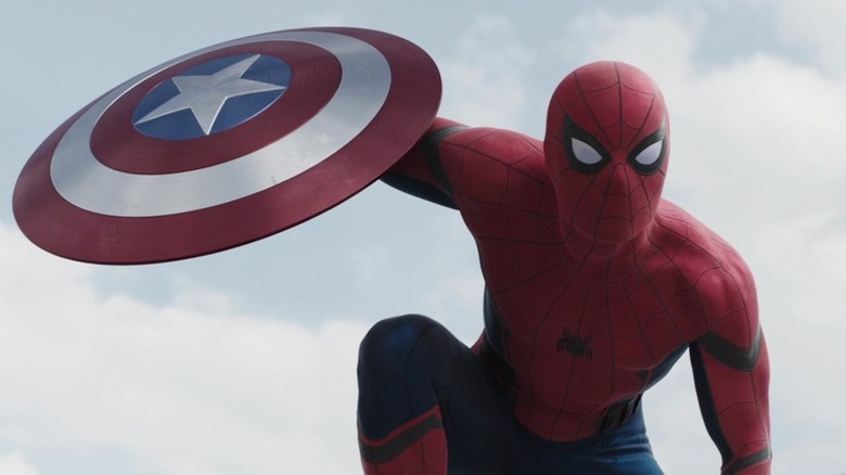 Spider-Man with Cap's shield