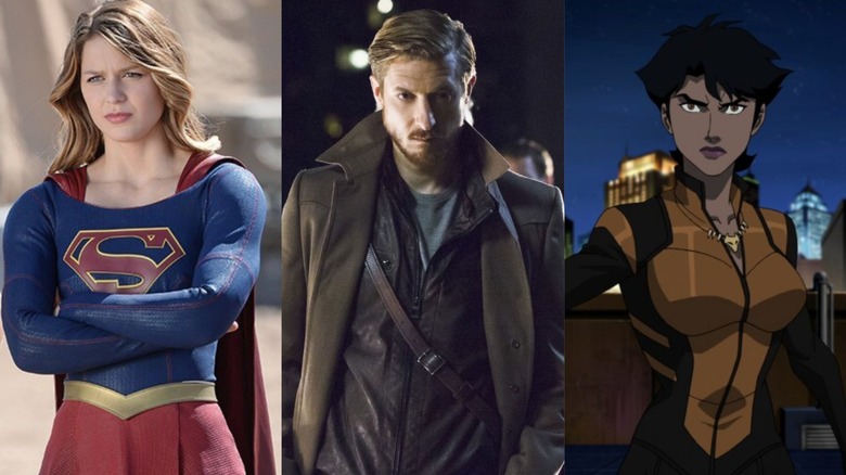 Supergirl, Rip Hunter, and Vixen in their respective Arrowverse series