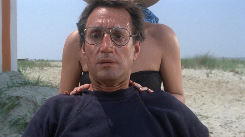 Chief Brody looking on in horror from the beach as Alex Kintner is killed by the shark in Jaws