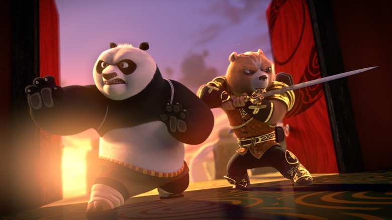 Po and Luthera working together in Kung Fu Panda: The Dragon Knight