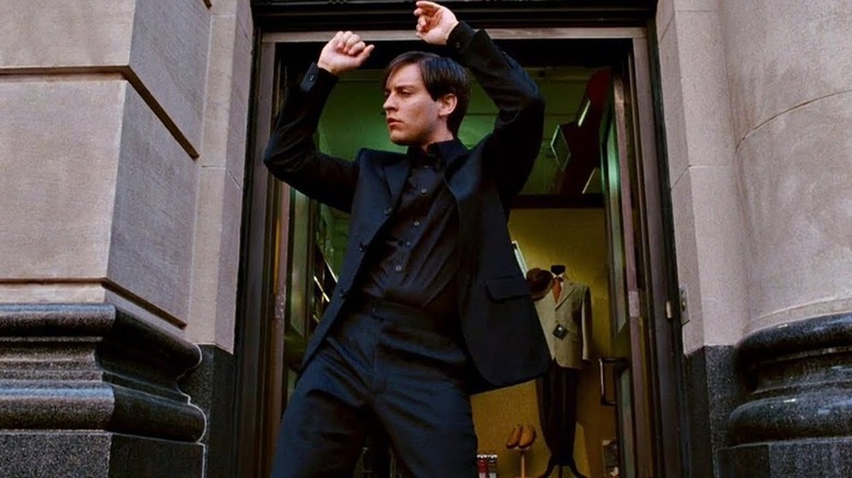 Peter Parker dancing in black suit