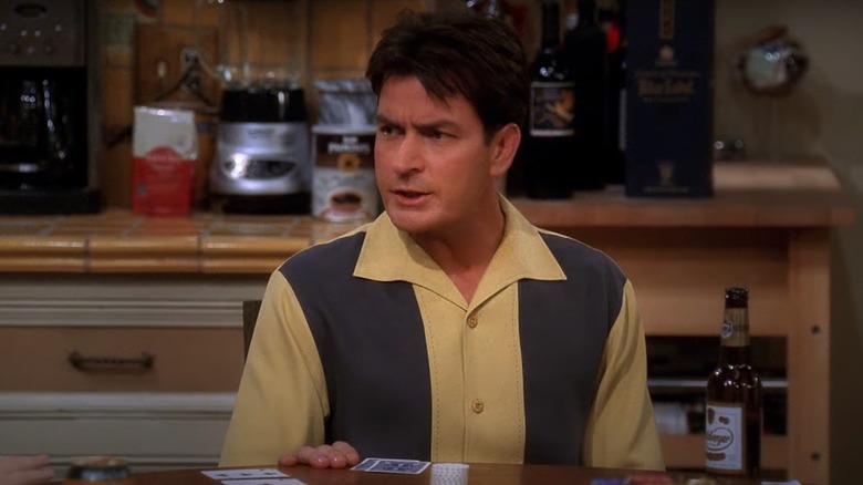 Charlie Harper playing poker