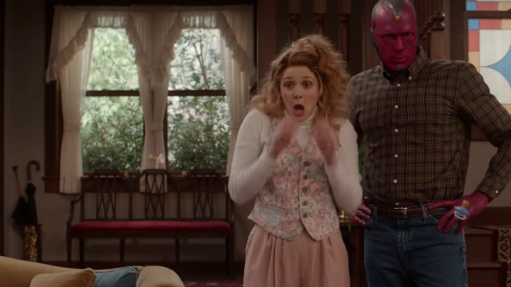 Scarlet Witch and Vision surprised in their living room