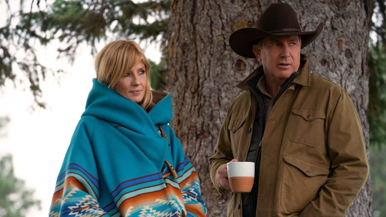 John and Beth Dutton staring