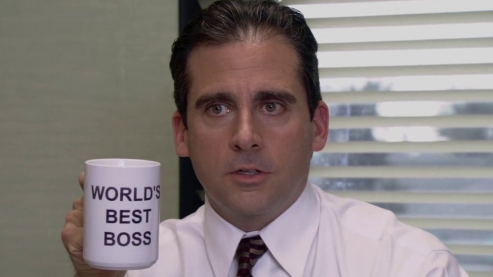 Michael (Steve Carell) shows off his best boss mug on The Office