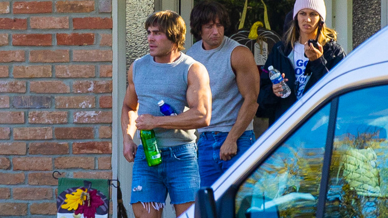 Zac Efron on set filming